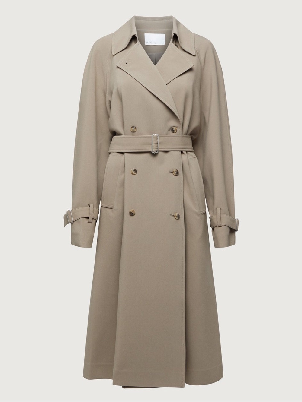 OAK + FORT Beige Double-Breasted Trench Coat